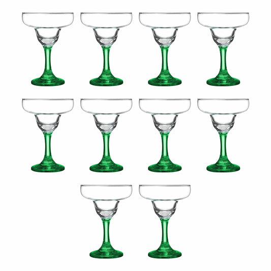 DISCOUNT PROMOS 10 Margarita Glasses Set, 9 oz. - Classic, Smooth, Barware, Glassware - Green
