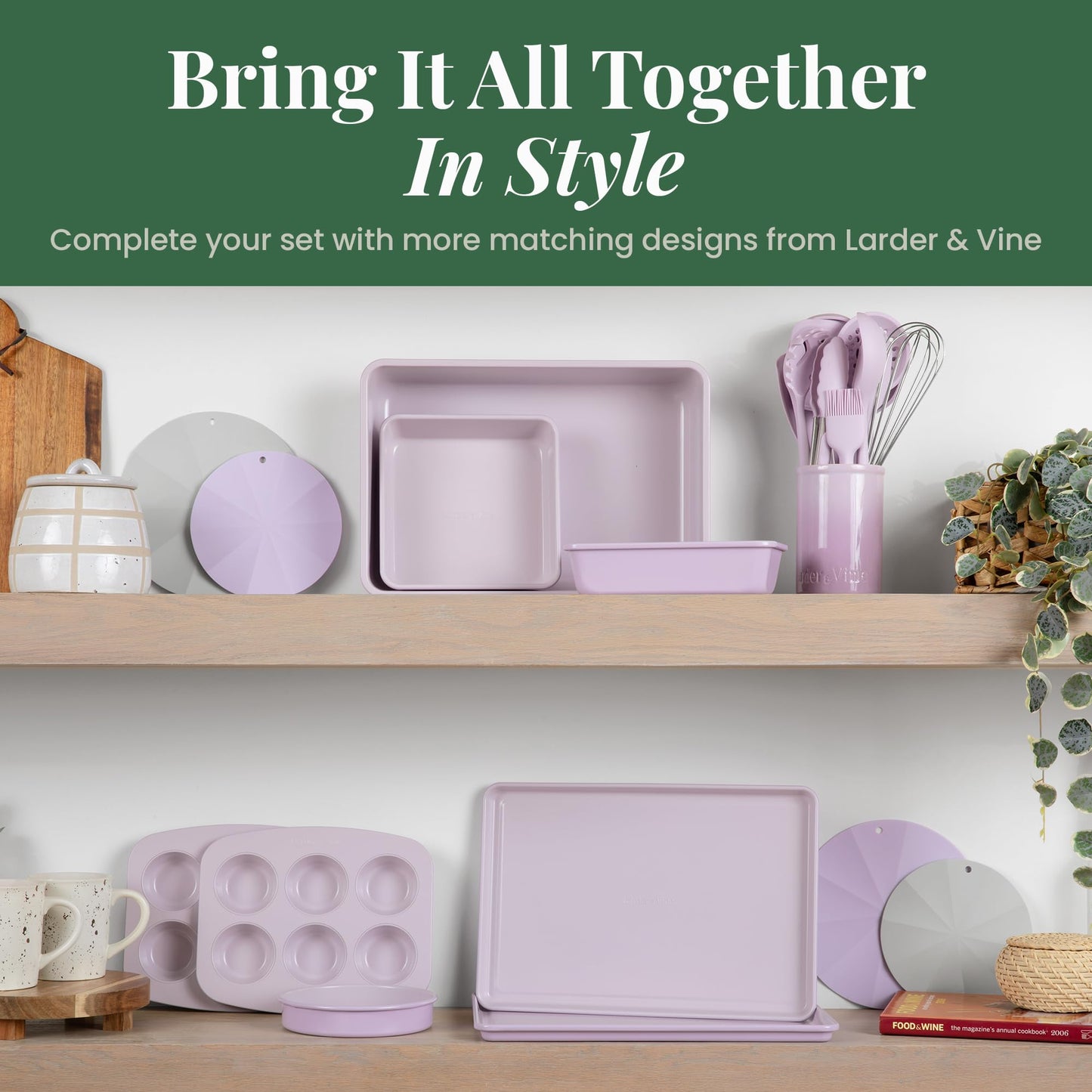 Lavender 12-Piece Silicone Cooking Utensils Set | Silicone Utensils with Stainless Steel Handle and Ceramic Holder | Kitchen Utensils Set | Dishwasher Safe Set of Kitchen Essentials | Lavender