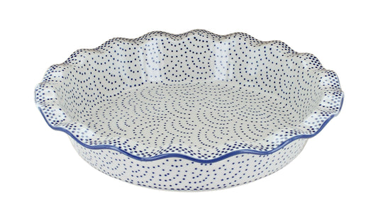 Blue Rose Polish Pottery Small Dots Pie Plate