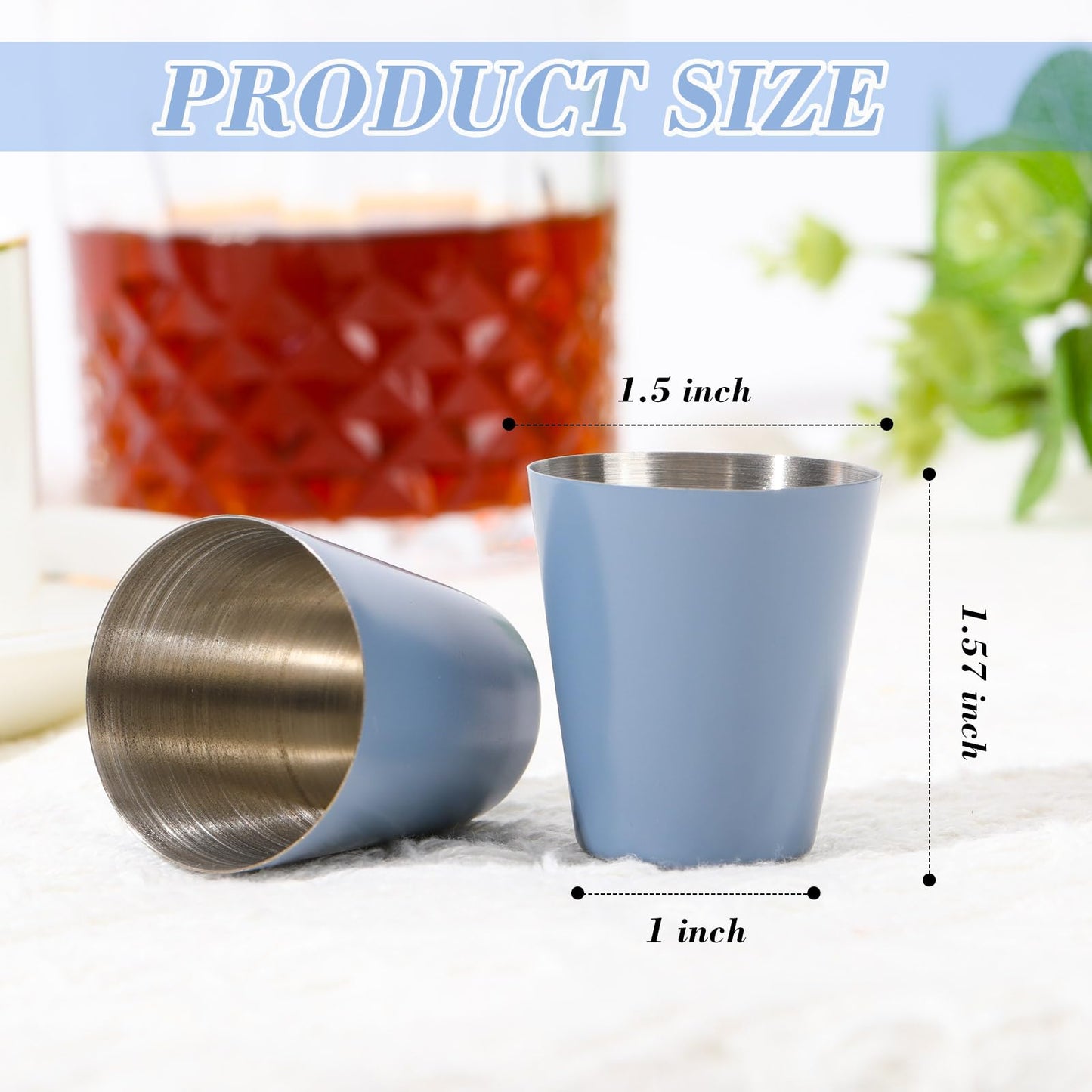 12 Pack Dusty Blue Cups Shot Glasses Set Of 12 Bachelorette Shot Glasses 1oz Metal Shot Glasses Stainless Steel Shot Glasses Small Shot Glasses For Bar Party Cocktail Restaurant Barware (1.5 Inch)