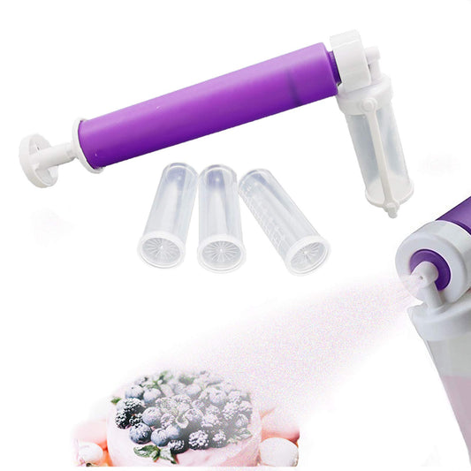 DIIQII Manual Airbrush for Decorating Cakes, DIY Baking Tools with 4 Pieces Cake Spray Tube for Kitchen Decorating Cakes Cupcakes Cookies and Desserts (Purple)