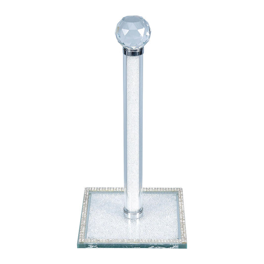 Hochance Clear Crystal Standing Paper Towel Roll Holder Countertop Weighted Rack,Glam Cute Bling Rhinestone Jeweled Diamonds Modern Decoration Christmas Housewarming Gifts for Kitchen Home Bar