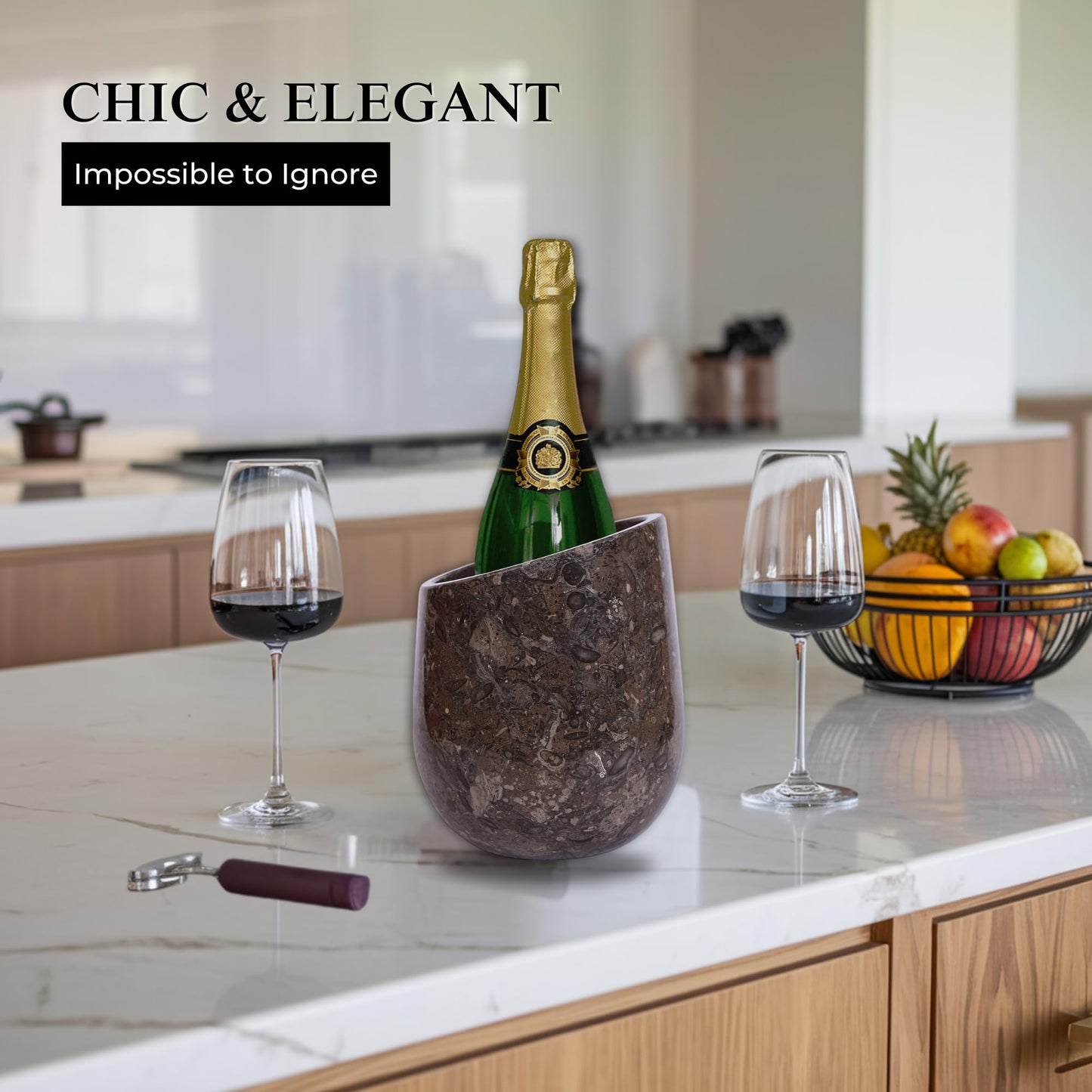Marble Hives Marble Wine Chiller- Premium Wine Chiller Bucket- Perfect Wine Bottle Chiller- Keep Your Champagne Chiller and Safe- Easily Holds 750ml Bottle - Wine Cooler (Oceanic)