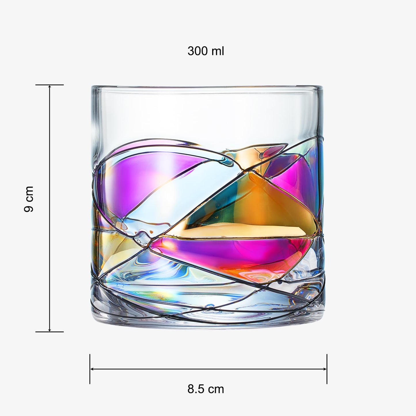 Artisanal Hand Painted Whiskey & Water Tumbler Glasses - Weddings , Gift for Her, Wife , Mom, Friends, Girlfriend, Renaissance Romantic Stain-glassed Windows, 2 Set - Gifts Idea Birthday, Housewarming