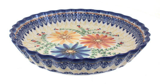 Blue Rose Polish Pottery Autumn Burst Pie Plate