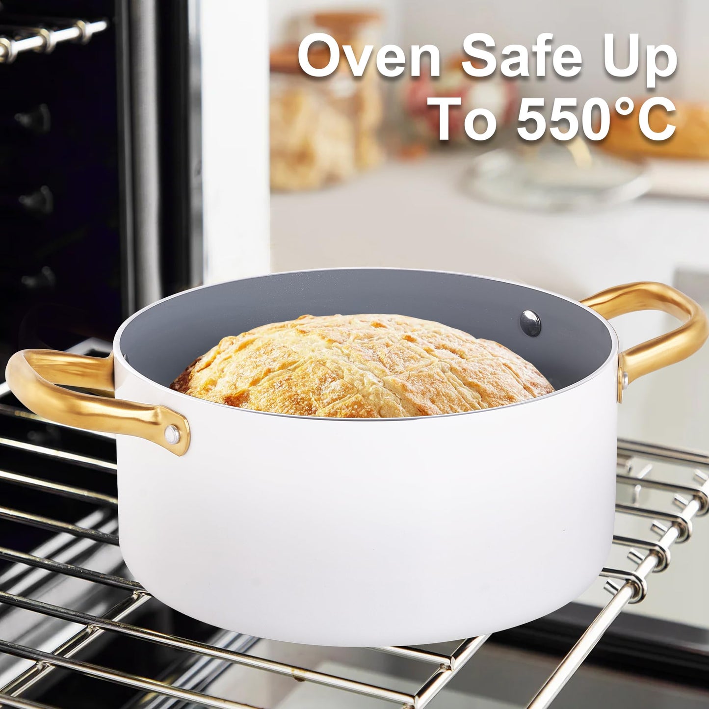 Pots and Pans Set Nonstick - Voniki Non Toxic Ceramic Cookware Set, Kitchen Cookware Sets with Cooking Utensils, Dutch Oven, Saucepan, Sauté Pan, Non Stick Frying Pans for Cooking Pot Set Gift White