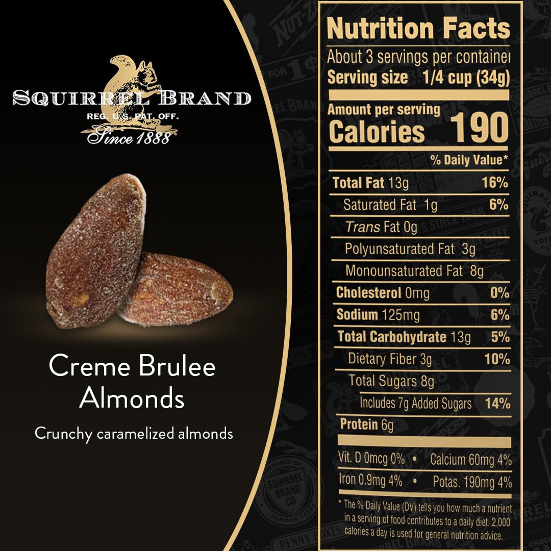 Squirrel Brand Crème Brulee Almonds, 3.5 OZ Resealable Bag
