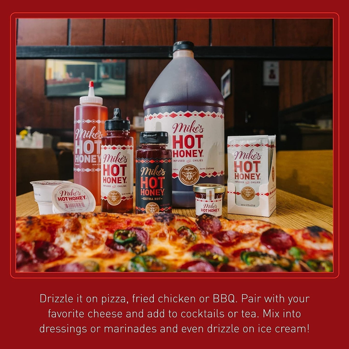 Mike's Hot Honey, America's #1 Brand of Hot Honey, Spicy Honey Infused with Chili Peppers, Certified Kosher, Gluten-Free, Paleo-Friendly, Sweet Heat, Perfect for Hot Sauce Lovers (10 Oz. Bottle, 1 Pack)