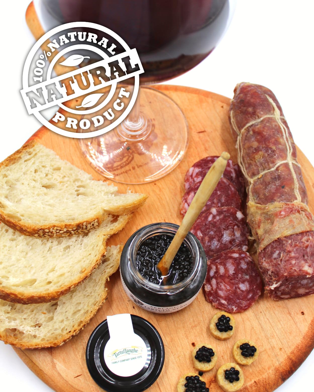 Fortuna's All Natural Salami with Black Truffle - Tartufo, 8 oz. Stick, Made in USA from 100% Natural Pork, Naturally Cured for a Rich Flavor - Perfect for Charcuterie Boards and Gourmet Snacking