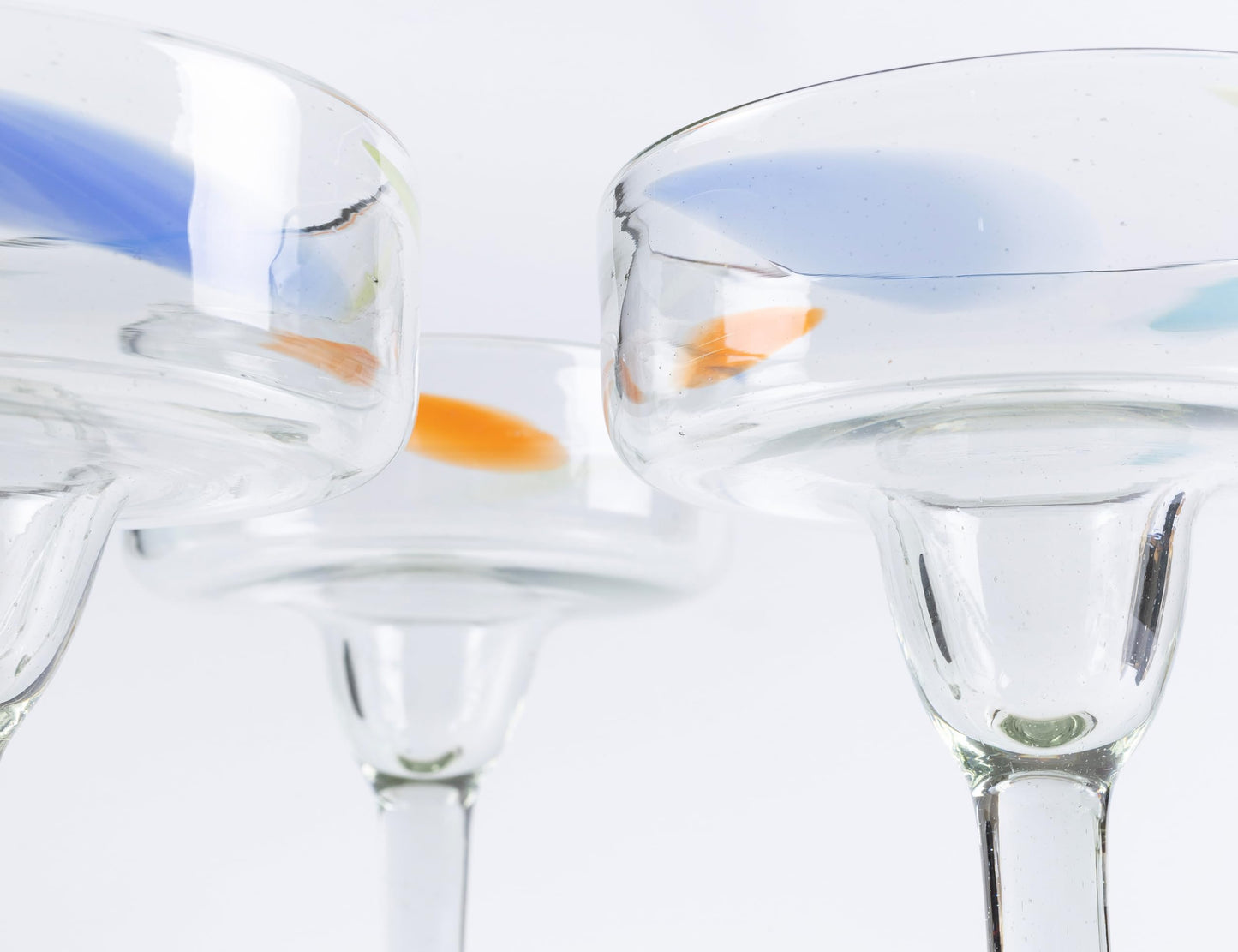 16 oz Hand Blown Mexican Margarita Glasses Set of 2 - Confetti Dots - MEXICAN GLASSWARE
