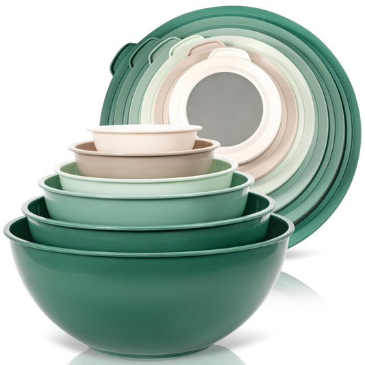 WHYSKO Mixing Bowl Set, 12 Piece Colorful Plastic Mixing Bowls with Lids Set for Food Prep Storage and Serving, Dishwasher Safe Microwave Safe for Kitchen Baking Cooking