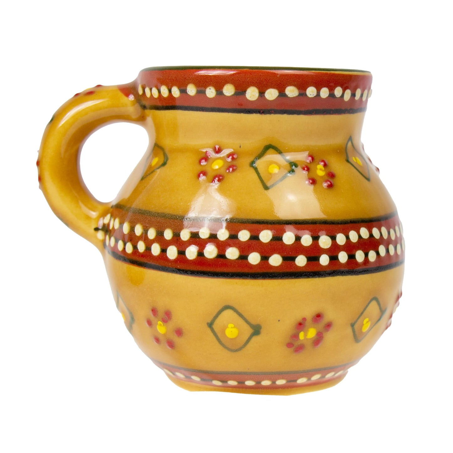 Global Crafts Encantada Handmade Hand-Painted Authentic Mexican Pottery Mugs (2-pack, Gold)