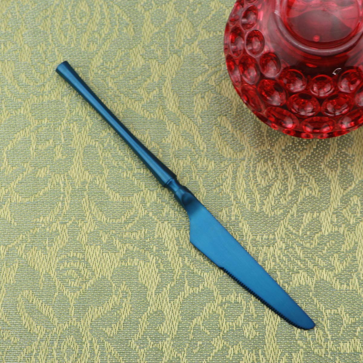 Gugrida Unique and Beautiful Flatware Set - 5-Piece Iridescent Silverware Sets | 18/10 Stainless Steel Reusable Cutlery Set | Blue Utensils Service For 1 with Dessert Fork, Knife, Spoon, Dinner Fork