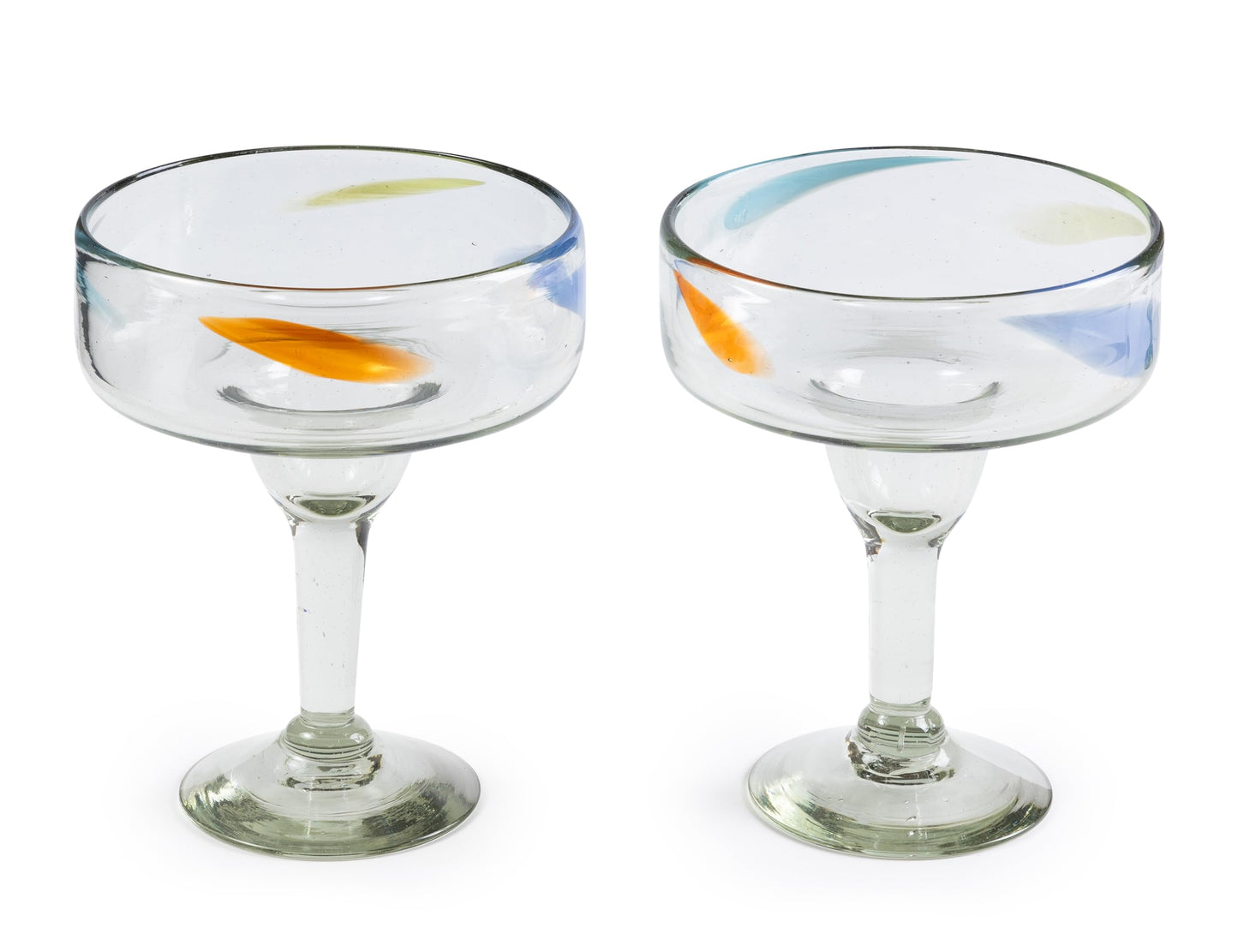 16 oz Hand Blown Mexican Margarita Glasses Set of 2 - Confetti Dots - MEXICAN GLASSWARE