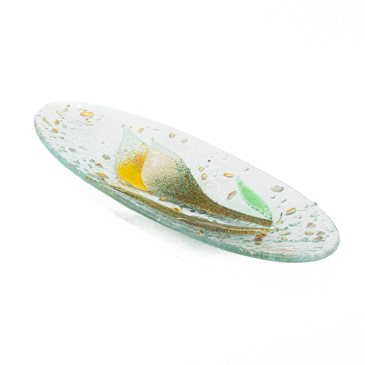 Sospiri Venezia Glass Decorative Plate Murano Glass Decorative Bowl, Gift Decoration Centerpiece Floral Decor, Catchall Bowl Catchall Tray for Entrance Table Console Living Room Dining Table 11"x4"