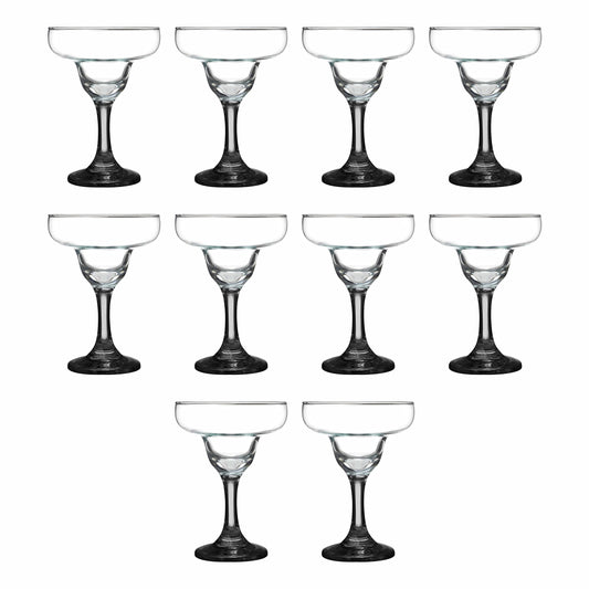 DISCOUNT PROMOS 10 Margarita Glasses Set, 9 oz. - Classic, Smooth, Barware, Glassware - Black