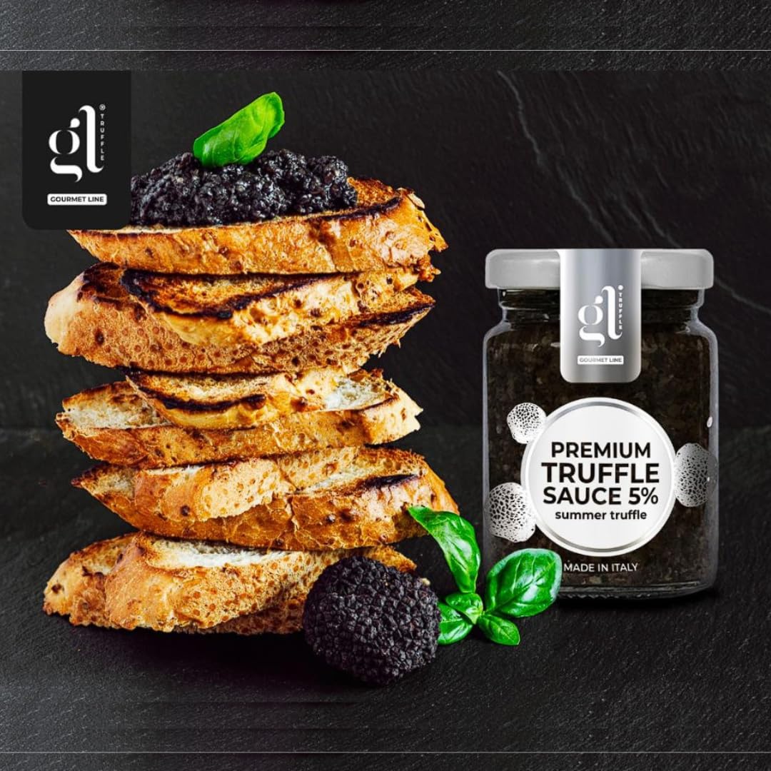 GL Truffle GOURMET LINE Premium Minced Black Truffle Sauce (90 gm) (3.17 oz.), Truffle Zest, Salsa Tartufata, Black Truffle Pate Spread, Seasoning, An Indulgent Delight from Italy