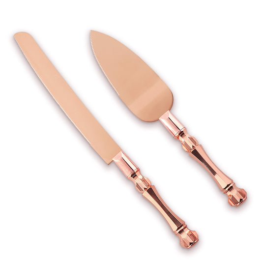Homi Styles Wedding Cake knife and Server Set | Elegant Rose Gold Color Premium 420 Stainless Steel plated Blades | Cake & Pie Serving Set for Wedding Cake, Birthdays, Anniversaries, Parties