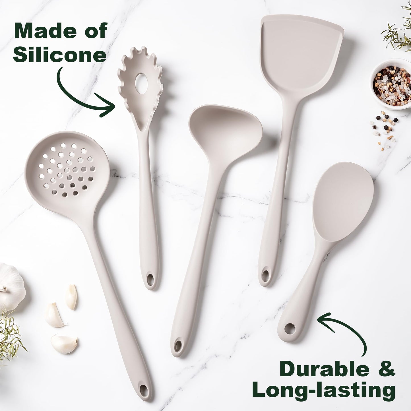 Ceramic Pots and Pans Set Nonstick - Kitchen Cookware Sets Non Toxic Cookware Set With Dutch Oven, Frying Pan Set, Saucepan, Sauté Pan, Cooking Utensils Set, White Gold Pans for Cooking Pot Set Gifts