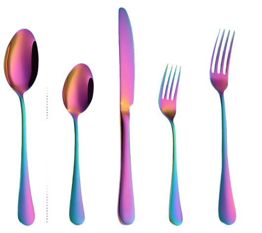 Rainbow Flatware Cutlery Silverware Set 20 Pieces, Stainless Steel Colorful Utensils, Tableware Set Service for 4, Include Knife/Fork/Spoon, Reusable, Mirror Polished, Dishwasher Safe