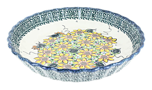 Blue Rose Polish Pottery Summer Picnic Pie Plate