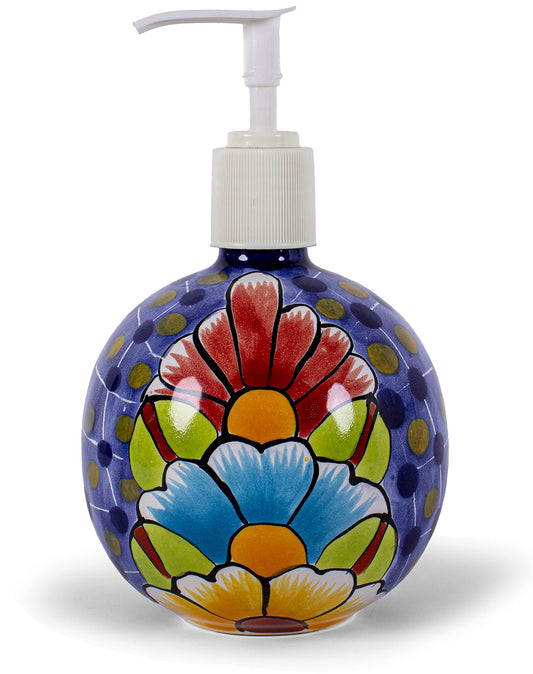 Authentic Mexican Talavera Soap and Lotion Dispenser Colorful Kitchen Decor- Hand Painted - Mexican Pottery - Made in Mexico (Floral 2)