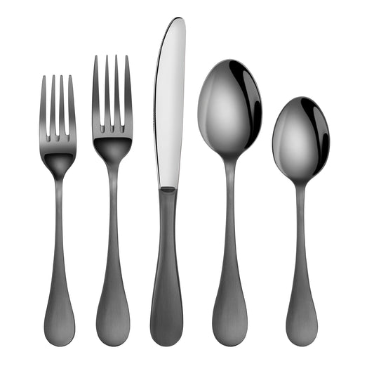Artaste 56945 Rain 18/10 Stainless Steel Flatware 20-Piece Set, Black Finished, Service for 4