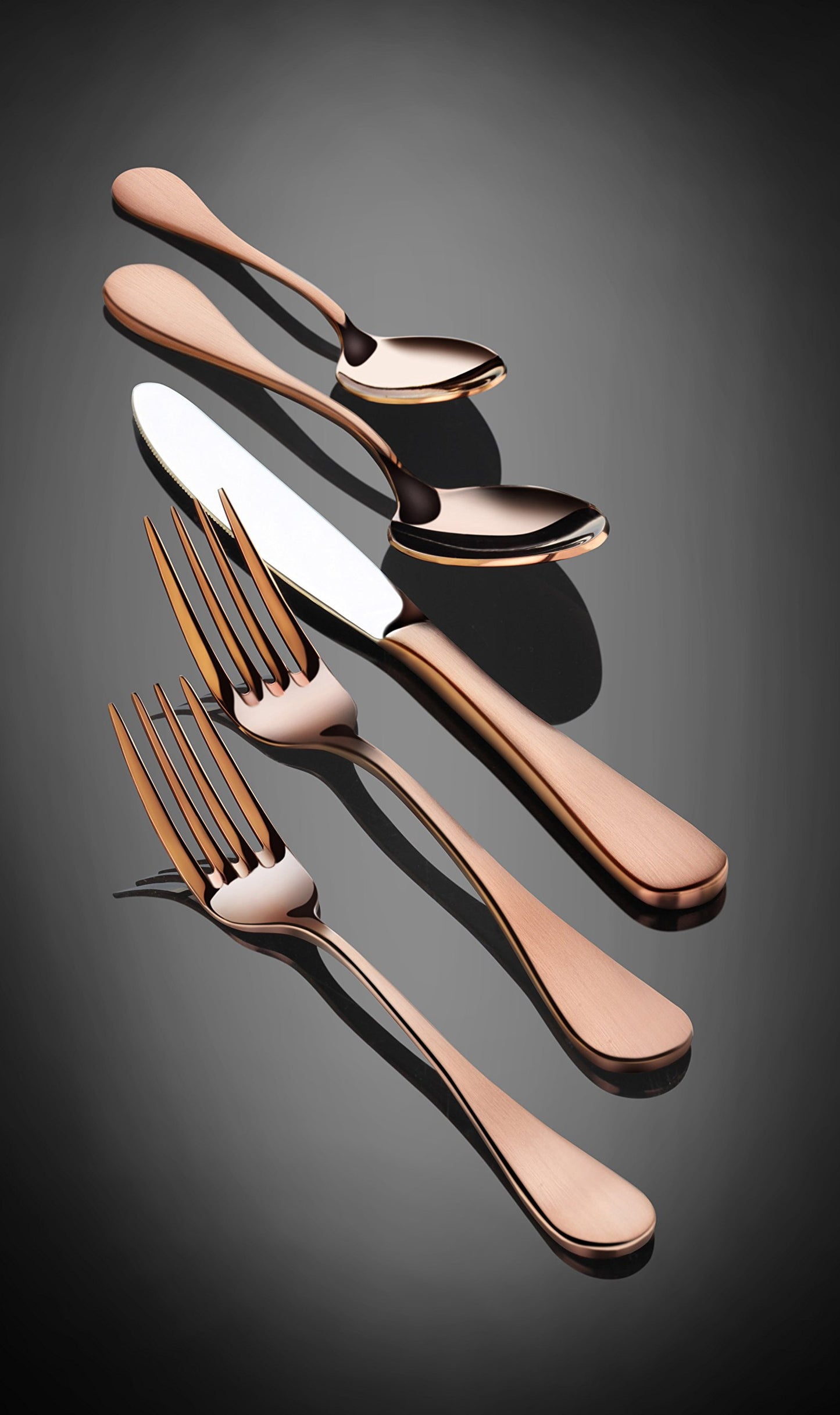 Artaste 56921 Rain 18/10 Stainless Steel Flatware 20-Piece Set, Copper Finish, Service for 4