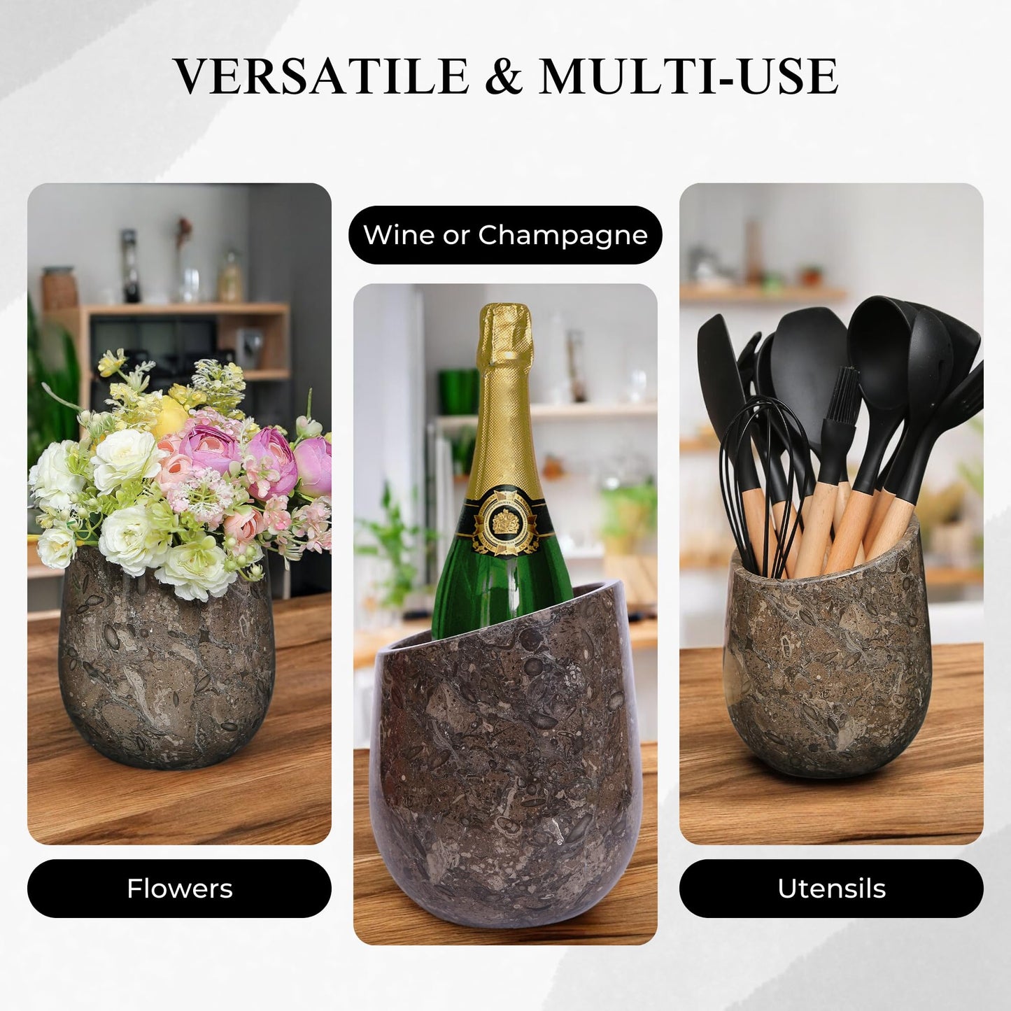 Marble Hives Marble Wine Chiller- Premium Wine Chiller Bucket- Perfect Wine Bottle Chiller- Keep Your Champagne Chiller and Safe- Easily Holds 750ml Bottle - Wine Cooler (Oceanic)