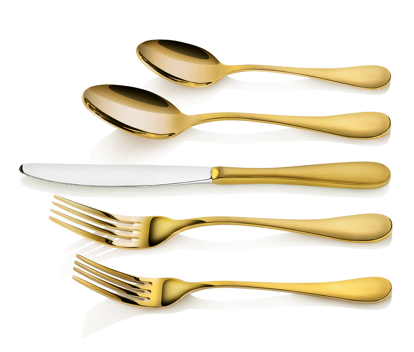 Artaste 56938 Rain 18/10 Stainless Steel Flatware 20-Piece Set, Gold Finish, Service for 4