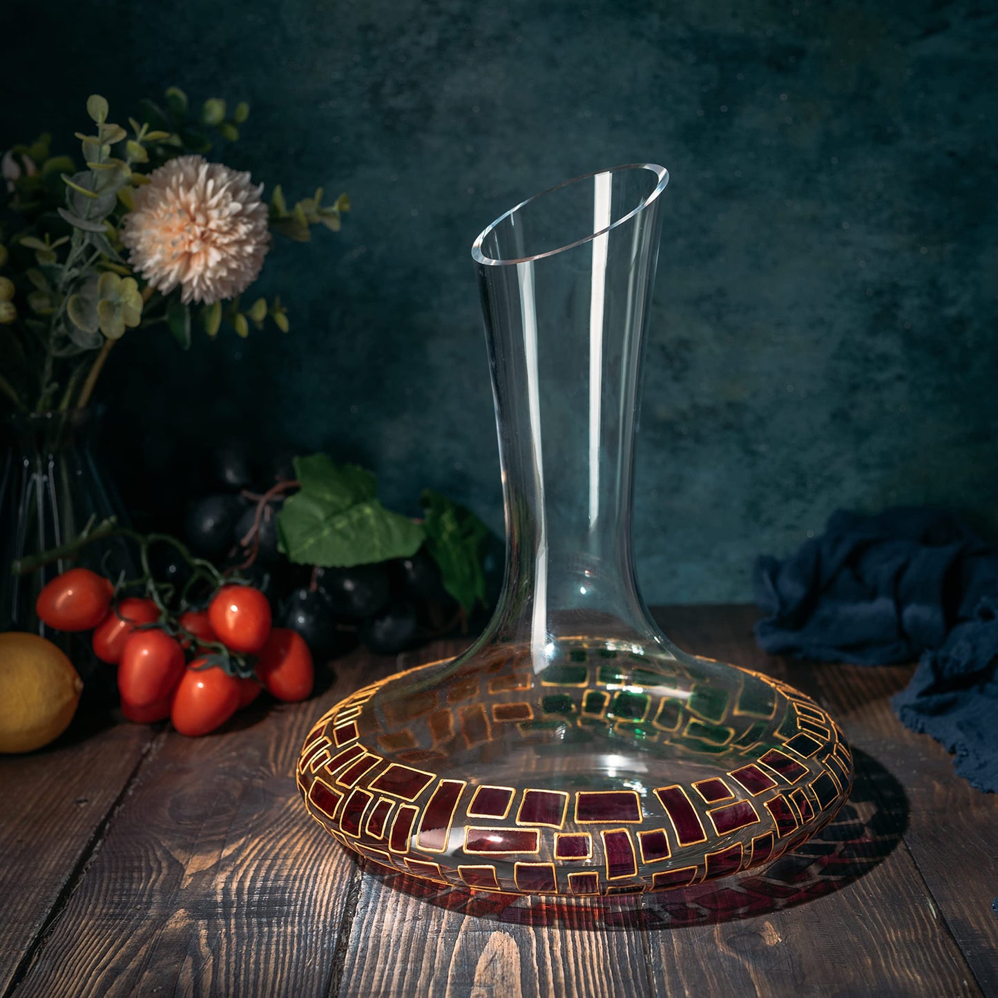 Wine Savant Artisanal Renaissance Stained Glass Windows Wine Decanter
