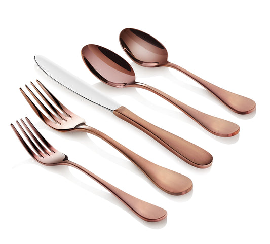 Artaste 56921 Rain 18/10 Stainless Steel Flatware 20-Piece Set, Copper Finish, Service for 4