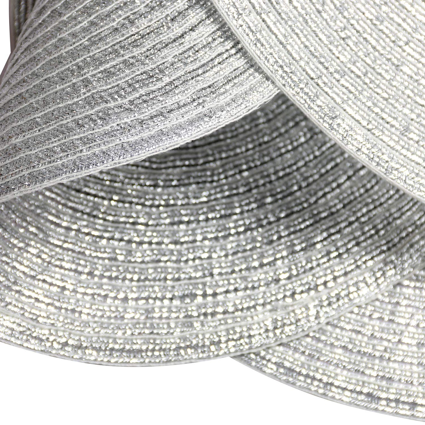 SHACOS Glitter Round Braided Placemats Set of 6 Sparkle Bling Placemats Glitz Table Mats for Home Holiday Party Wedding Festive Table Decoration (6, Silver)