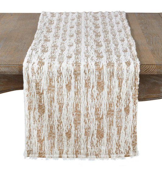 Fennco Styles Brushed Metallic Foil Collection Glamorous Faux Fur 16 x 72 Inch Table Runner – Gold Table Cover for Christmas Dinner, Family Gathering, Special Events and Home Décor