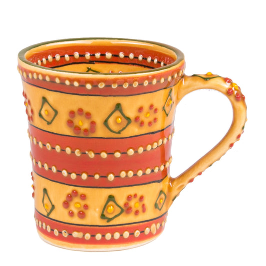 Global Crafts Encantada Handmade Hand-Painted Authentic Mexican Pottery Mugs (1-Pack, Mas Red)