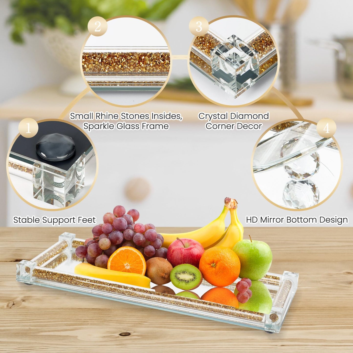 Topsky Coffee Sugar Tea Crystal Canister Set of 4,Sparkly Crystal Crushed Diamonds Home Decor,Silver Kitchen Coffee Jar Storage Set with Label & Lid,Storage Container Set for Countertop,Dining Room