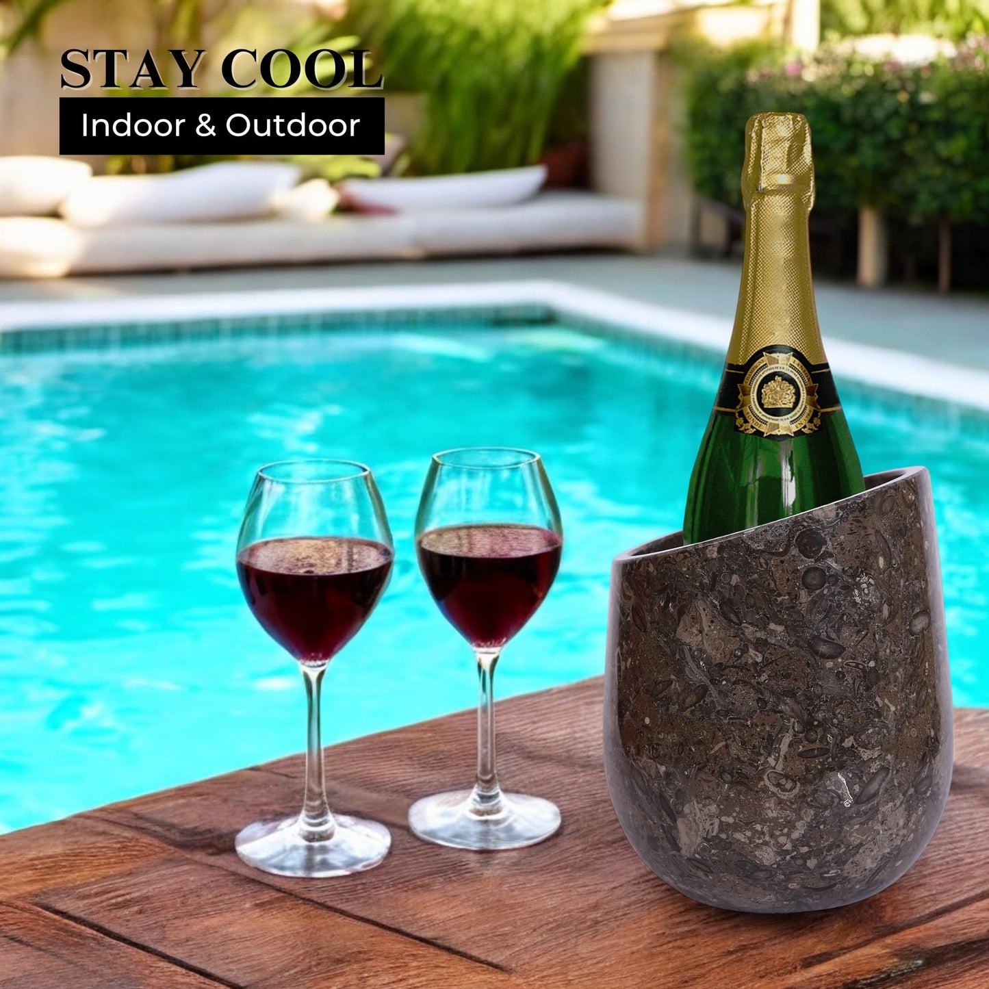 Marble Hives Marble Wine Chiller- Premium Wine Chiller Bucket- Perfect Wine Bottle Chiller- Keep Your Champagne Chiller and Safe- Easily Holds 750ml Bottle - Wine Cooler (Oceanic)