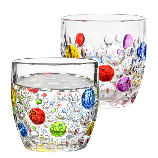 Colorful Bubbly Drinking Glasses Set of 2, 11 oz. (330 ml), Stemless Champagne Glasses, Cocktail Glasses, Stemless Wine Glasses, Iced Tea Mugs, Heavy Duty Glasses For Women (Classic)