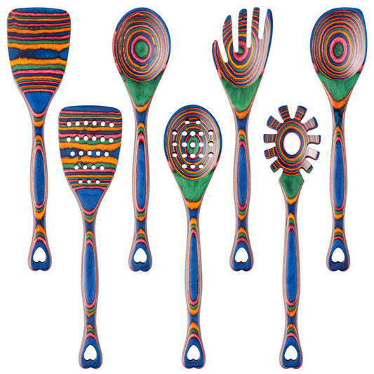 Gudamaye Pakkawood 7-Piece Wooden Cooking Utensils, Wooden Spoons for cooking, Wooden Utensil set,Pakkawood kitchen Utensils for Cooking, Non-Stick Spoon, Household Essentials, Heat-Resistant Spoons