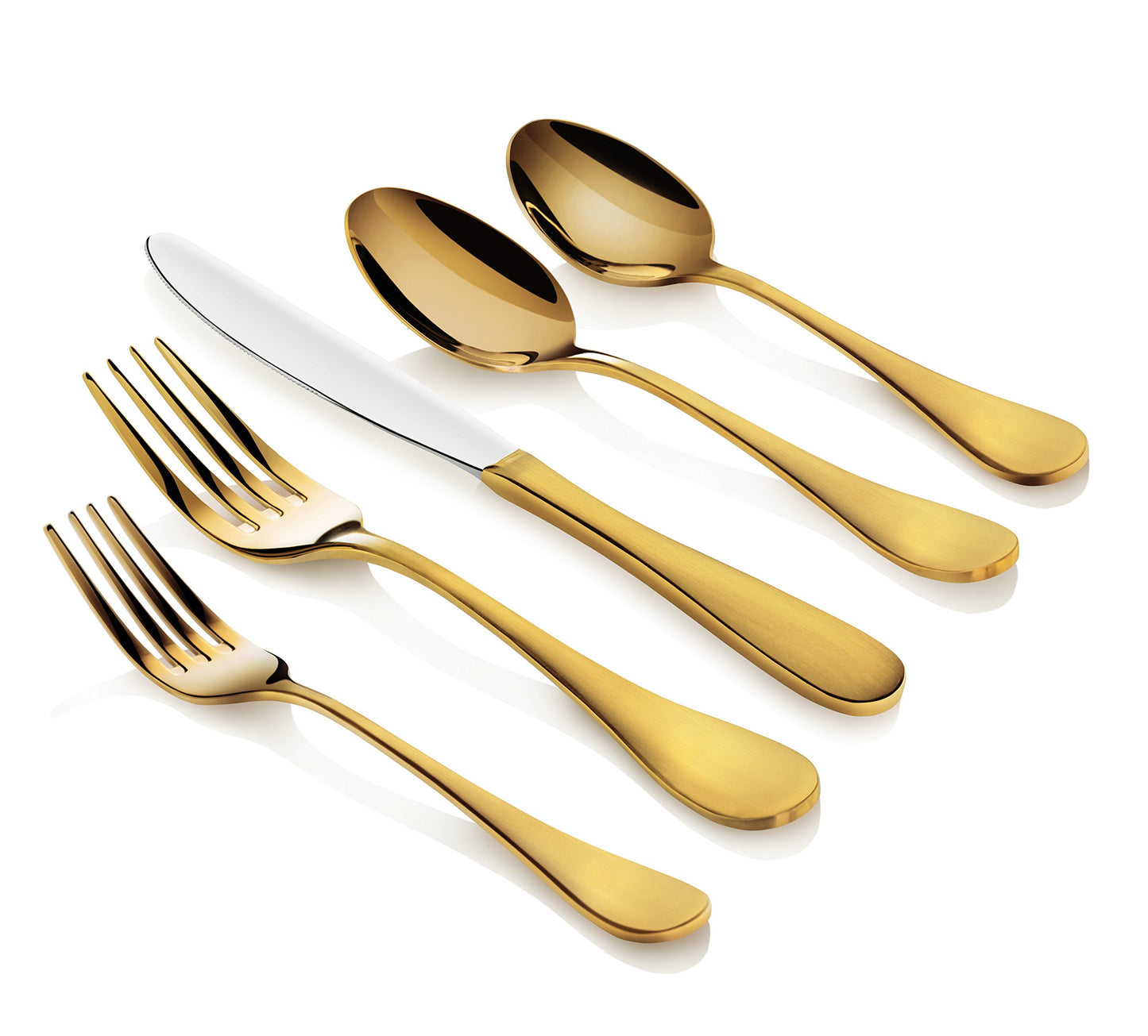 Artaste 56938 Rain 18/10 Stainless Steel Flatware 20-Piece Set, Gold Finish, Service for 4