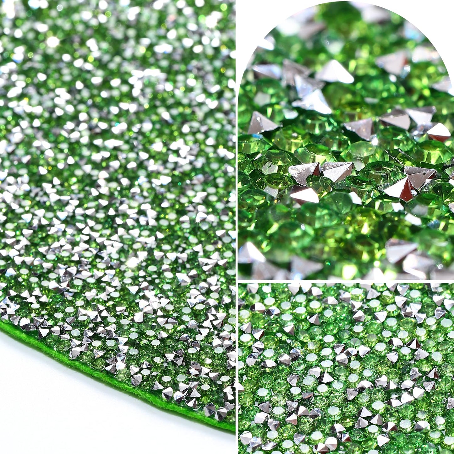 Cumouna Spring Green Placemat Sparkle Crushed Rhinestones Round Elegant Glitter Decoration Table Mat for Spring Centerpiece Kitchen Table Party Tableware Decor 15 Inches (1 pcs)
