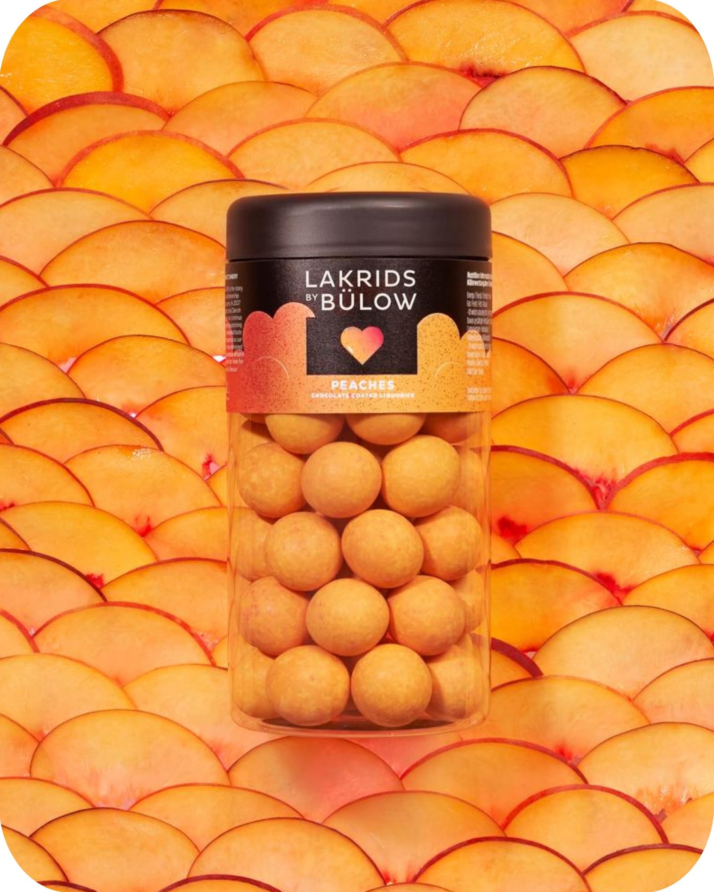 LAKRIDS BY BÜLOW - Peaches - 10.4 Oz. - Chocolate-Coated Gourmet Licorice - Sweet Licorice Core Coated in White Chocolate and Peach