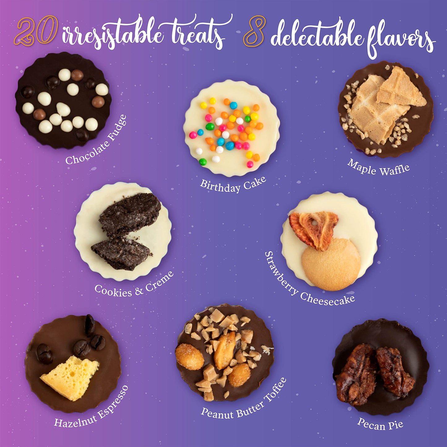 Gourmet Gift Box for Her and Him, 20 Fancy Belgian Truffles, 8 Unique Flavors, Dessert Candy Gift Basket