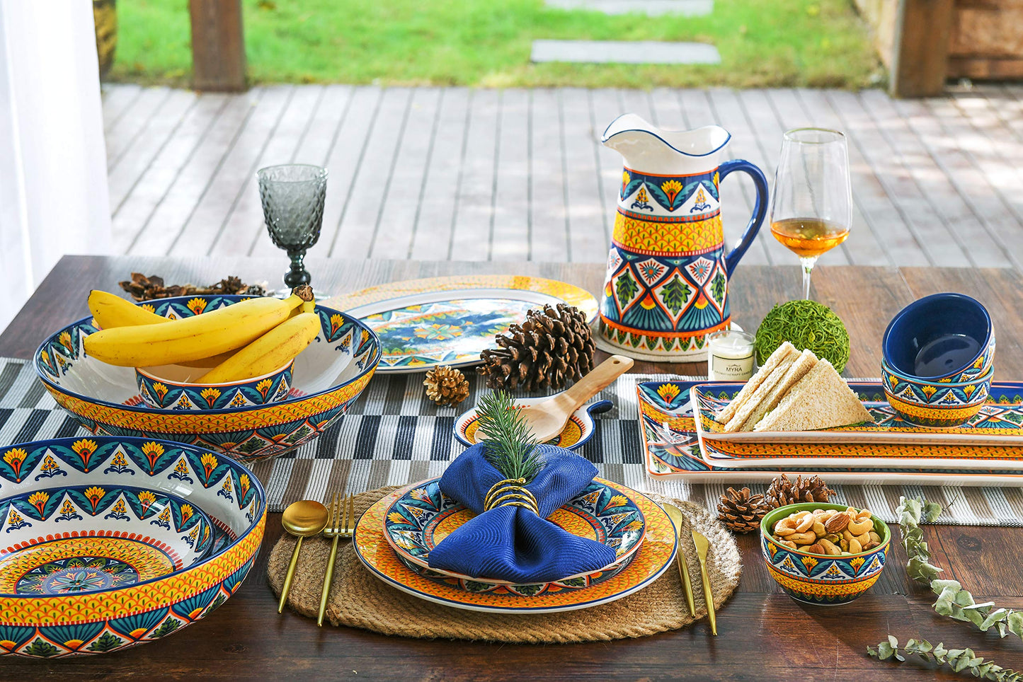 Bico Havana Ceramic Dinner Plates, Microwave & Dishwasher Safe, Set of 4, 11 inch, for Pasta, Salad, Maincourse