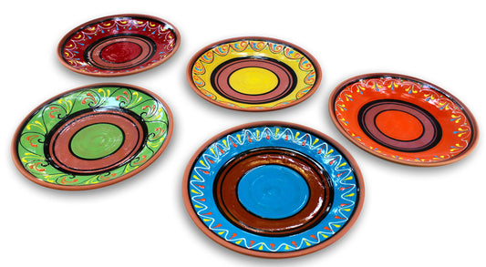 Cactus Canyon Ceramics Spanish Terracotta 5-Piece Small Dinner Plate Set (European Size), Multicolor