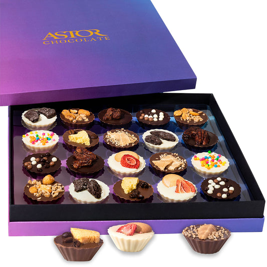 Gourmet Gift Box for Her and Him, 20 Fancy Belgian Truffles, 8 Unique Flavors, Dessert Candy Gift Basket