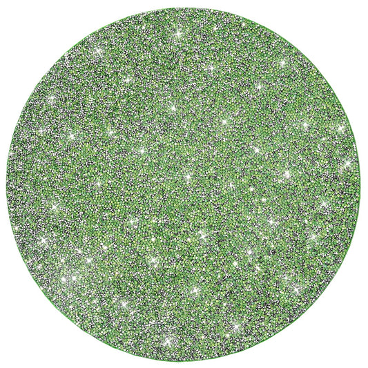 Cumouna Spring Green Placemat Sparkle Crushed Rhinestones Round Elegant Glitter Decoration Table Mat for Spring Centerpiece Kitchen Table Party Tableware Decor 15 Inches (1 pcs)