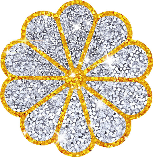Washable Waterproof Diamond Circle Placemats for Round Tablescape Decor for Dinner and Kitchen Bling Placemats for Weddings & Special Events (Yellow)