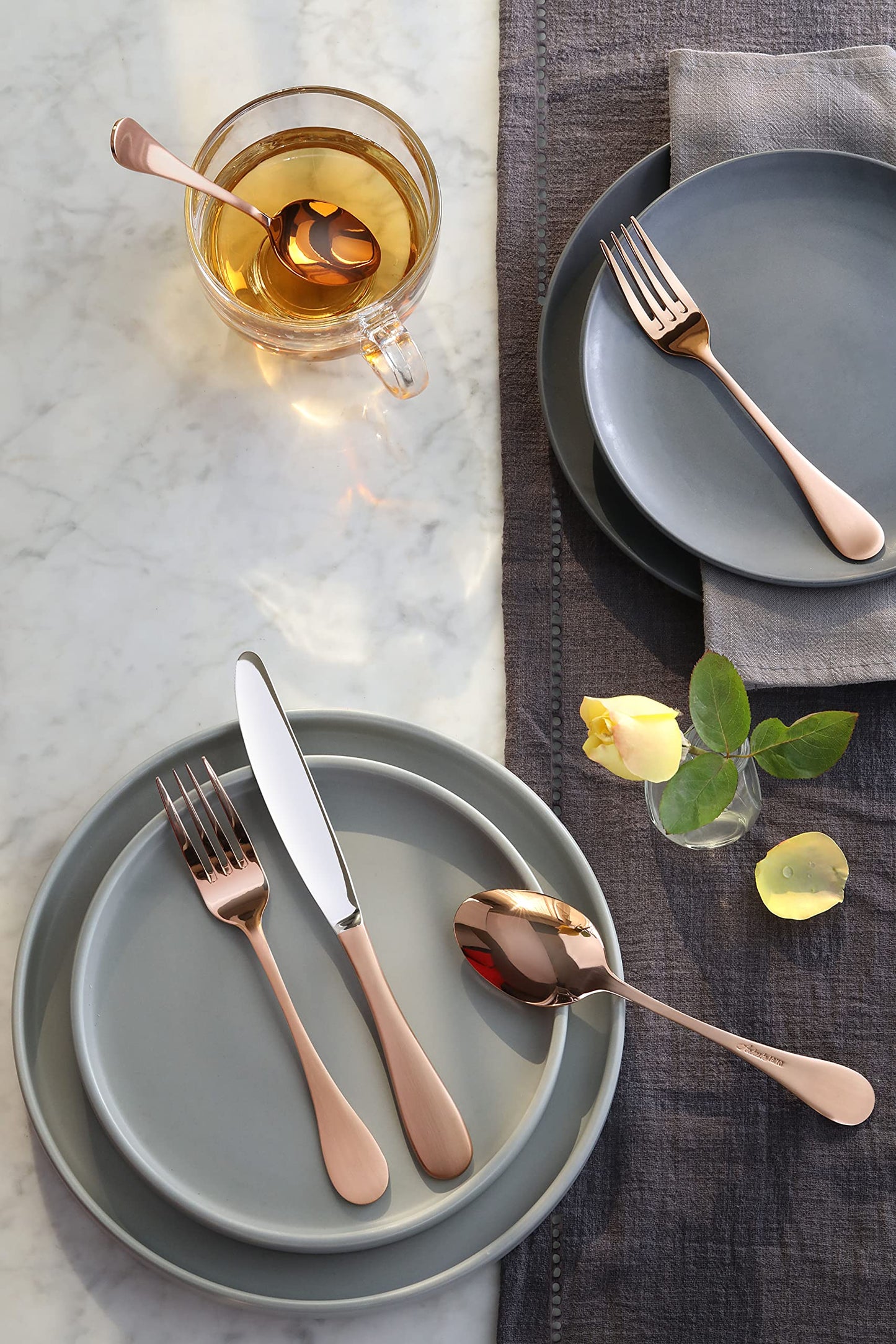 Artaste 56921 Rain 18/10 Stainless Steel Flatware 20-Piece Set, Copper Finish, Service for 4