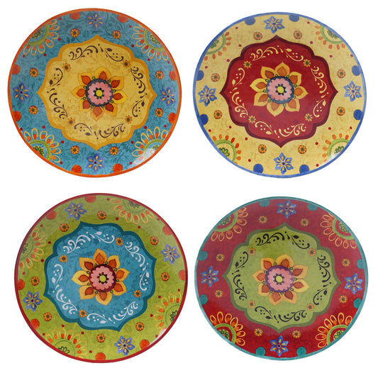 Certified International Tunisian Sunset 9" Dinner Plates, Set of 4, 10.5", Multicolor